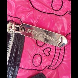 Betsey Johnson Head First Pink and Black Skull backpack purse.